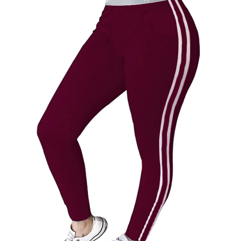 Wholesale Fashion Elastic Ankle Length Tights Outdoor Sports High Waist Striped Leggings For Women