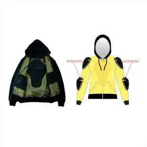 Custom 100% Cotton Motorcycle Hoodie CE Armored Motorbike Fleece Hoodie Sweatshirts Safety Protective Zip up Motorbike Jacket