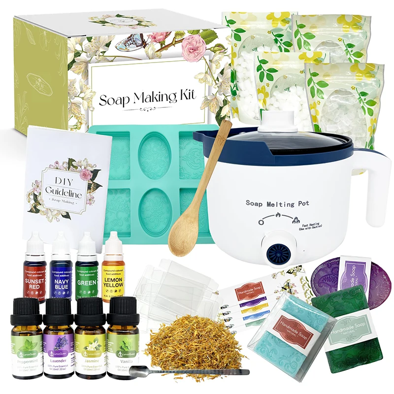 Soap Making Kit Including Melter Silicone Molds Fragrance Oils Dye for Soap Making Soap Making Supplies Kits DIY Craft Kit