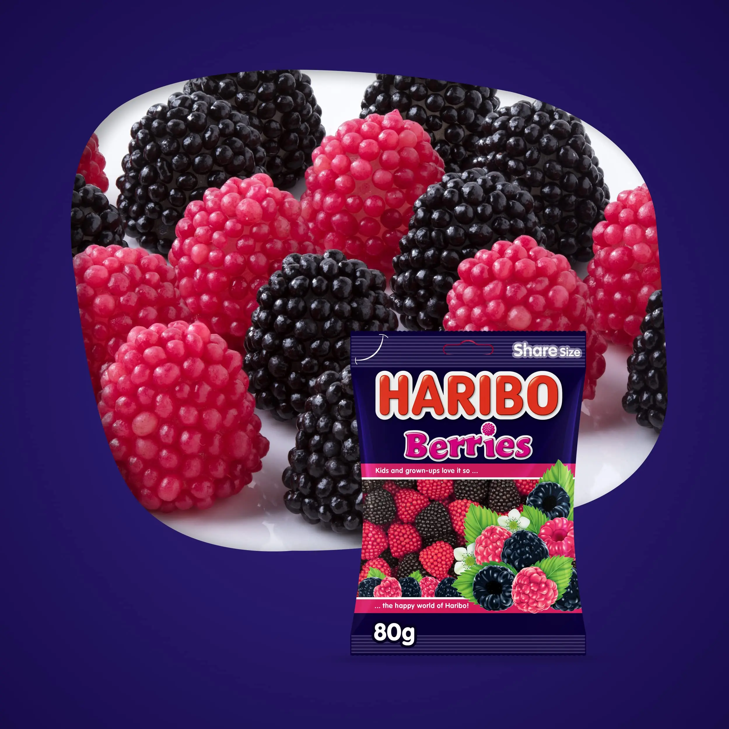 Конфеты Haribo Berry Gummi 80 г x 24 свежий запас и новая дата оптовая продажа