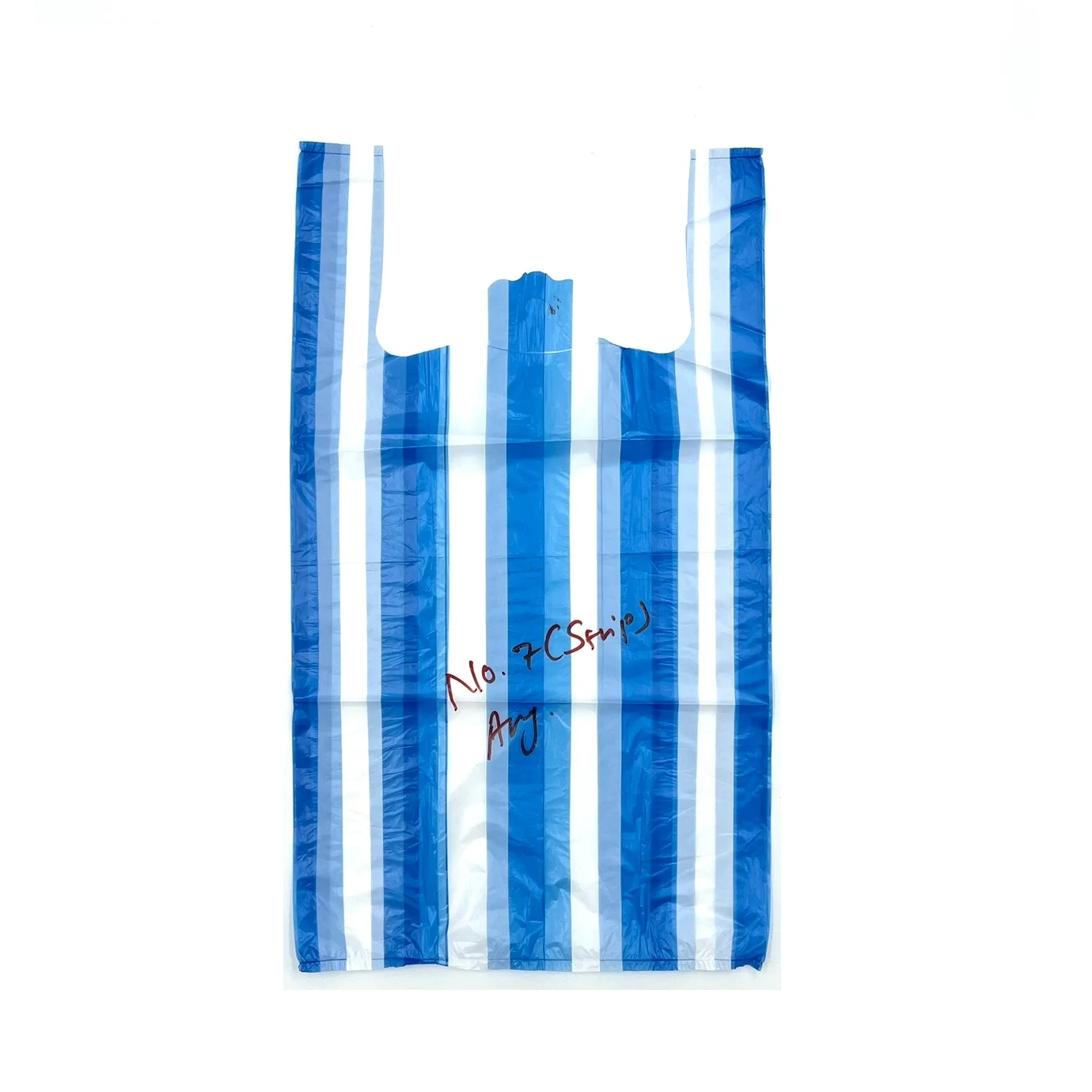 Buy STRIP T-Shirt Plastic Bags with Blue & White Colored For Shopping Uses By Indian Exporters Lowest Prices
