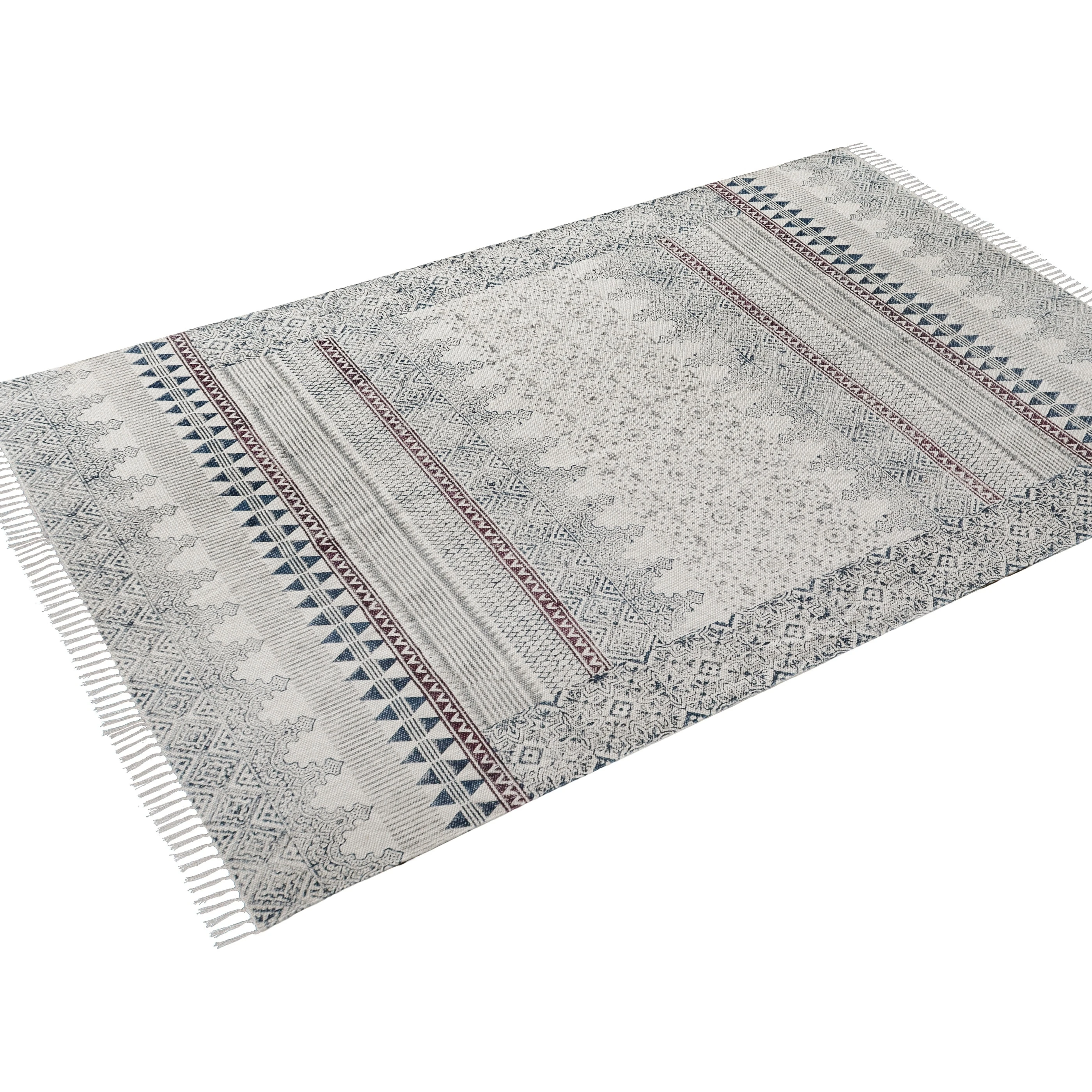 Cotton Kilim Outdoor Carpets 100% Cotton Material Carpets Dhurries , Mats Hand Block Print Rugs for Living Decor and Garden Rugs