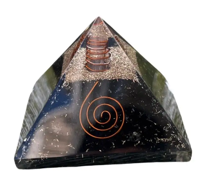 Factory Manufacturing Black Tourmaline Orgone Pyramid Natural Copper Coil For EMF Protection And Gift Semi-Precious Stone Craft