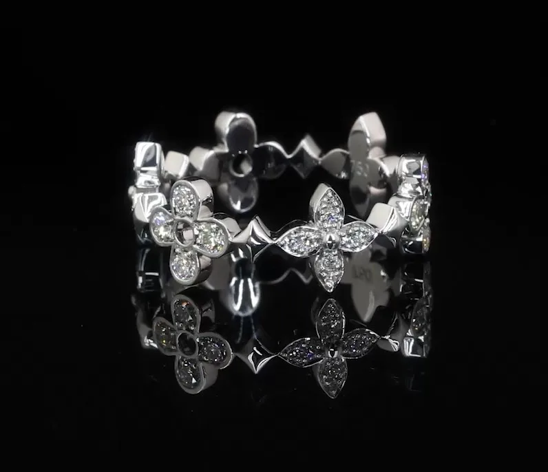 Jeny Jewels Romantic Leopard Print Cultured Diamond 18k Ring Customized Inlay with Stones for Engagement Anniversary for women