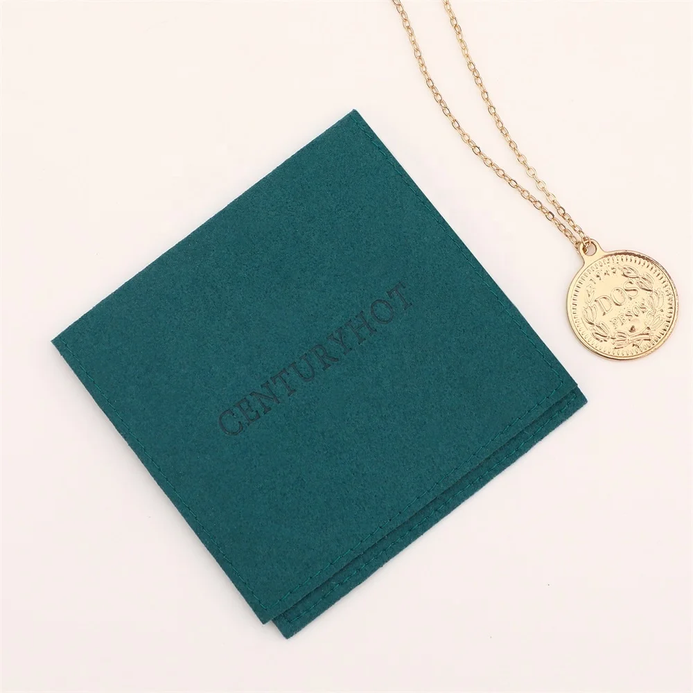 Custom  Old Blue  8*8cm  Luxury Microfiber Jewelry Pouch Bag , Jewelry Packaging Bags With  Logo