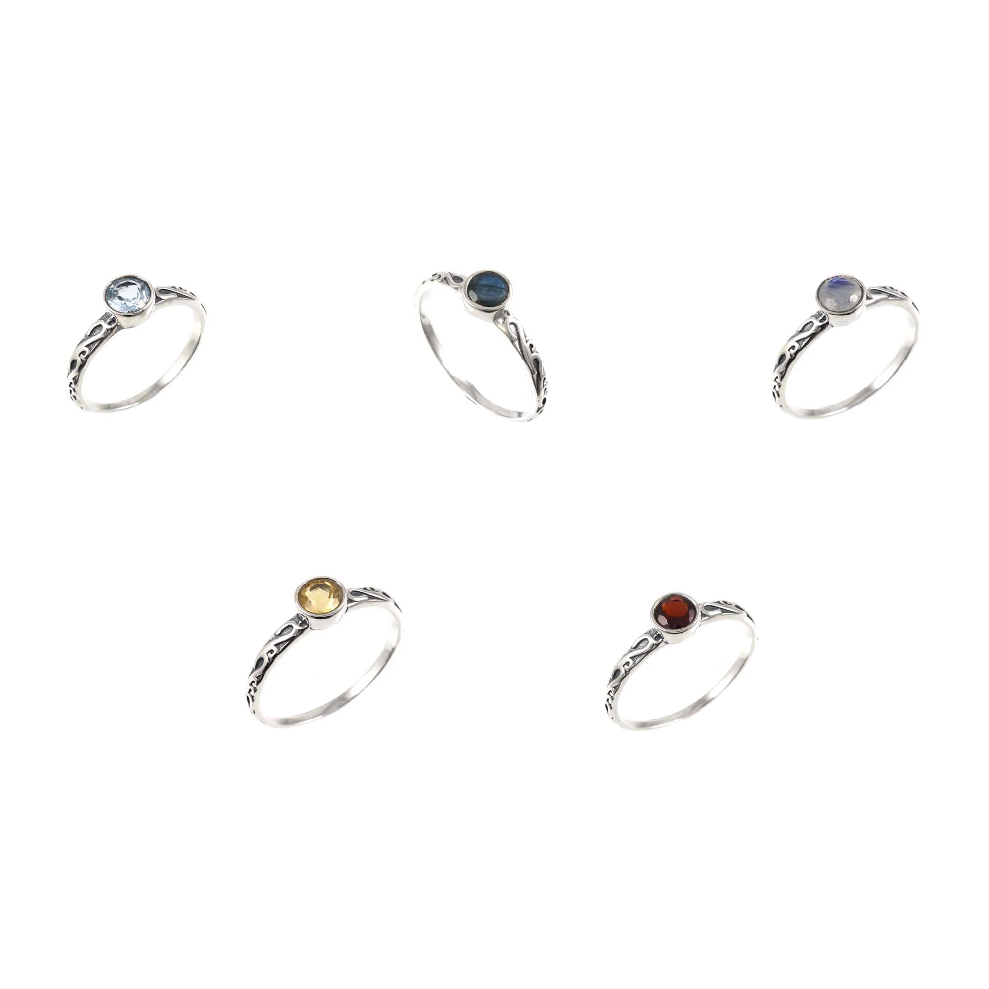 Minimalist Bohemian Silver Plated Ring Unisex Sterling Silver Gemstone Ring Elegant Jewelry for Men and Women