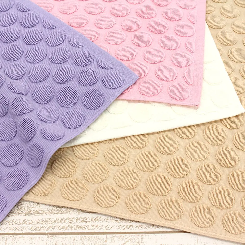 [Wholesale Products] HIORIE Imabari Brand Polka Dot Pattern Bath Mats 40*60cm 750GSM 100% Cotton Machine Washable Cute Purple