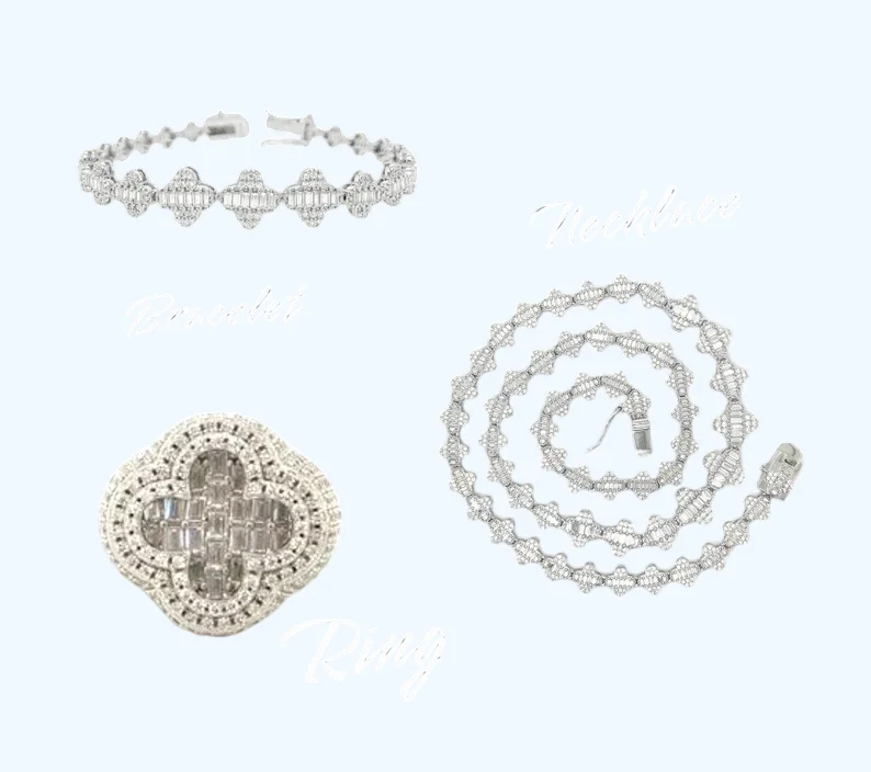 Багет Клевер белое бриллиантовое уникальное ожерелье с круглой огранкой для женщин