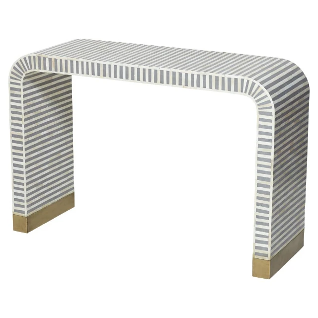 Bone Inlay Waterfall Modern Living Hallway Console Table Furniture For UAE UK USA Latest Inlay Resin White Black Strip Console