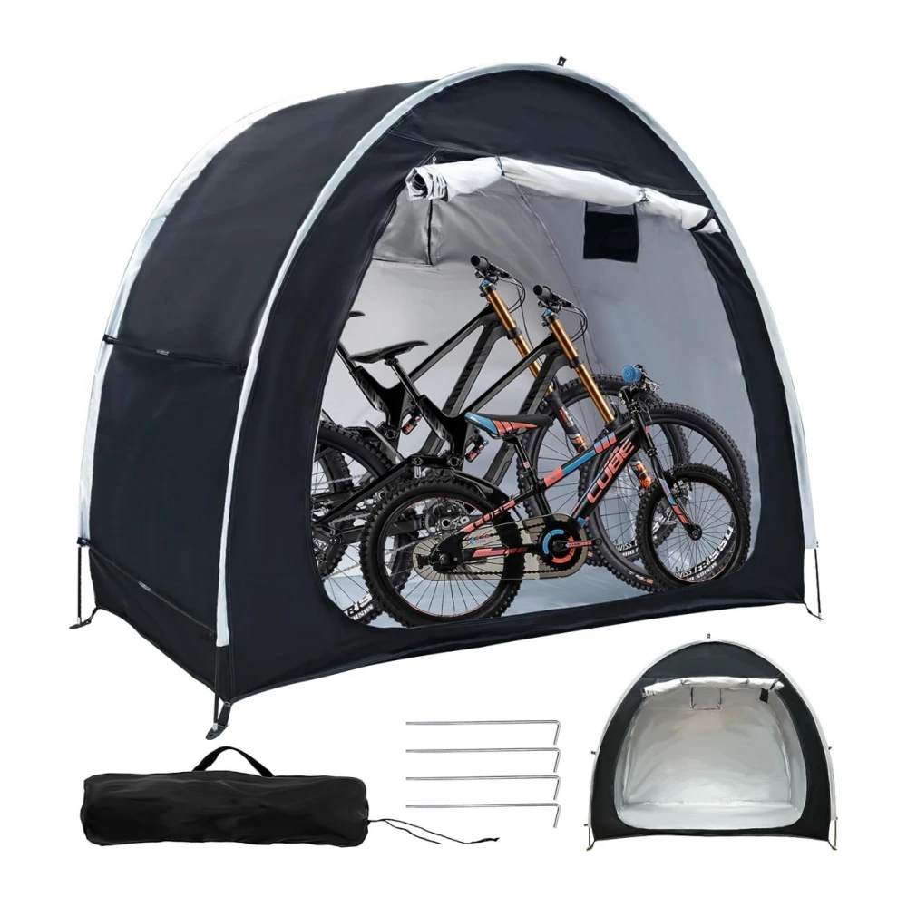 Bike Rain Cover 6.6FT Waterproof 210D Outdoor Bicycle Cover Shelter with Window cargo bike rain cover