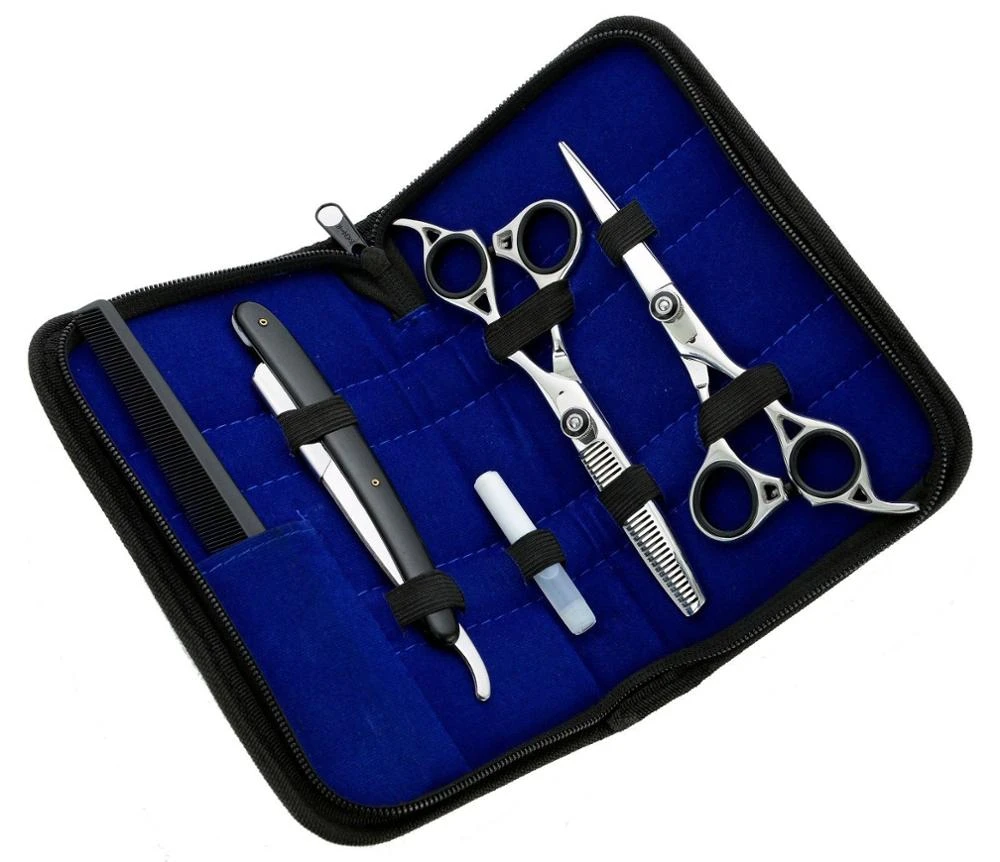 Top Quality HOT SELLING Professional Barber Unique Silver Hairdressing Scissors with comb hairdressing scissors set