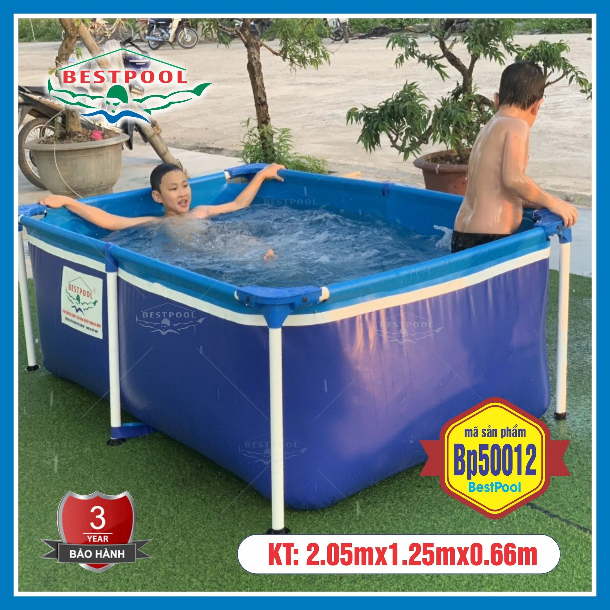 Summer Vacation Kids Blue Big Hot Selling Rectangle BESTPOOL Mini Swimming Pool BP50012 for 2 to 3 people