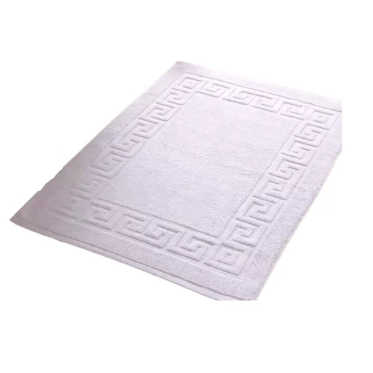 Factory Prices  Cotton Terry Bath Mats with Greek Border Design Bathroom Floor Mat / Easy Wash Bathroom Rug