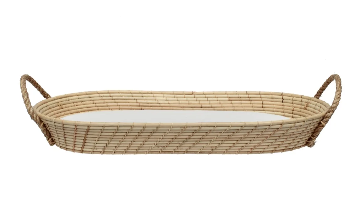 Top Selling Woven Natural Rattan Baby Diaper Changing Basket With Thick Foam Mattress Pad for Baby Changing Basket From Vietnam