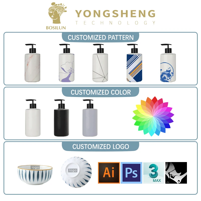 Китайский завод, современный керамический элегантный пользовательский дозатор мыла для ванной комнаты с лотком