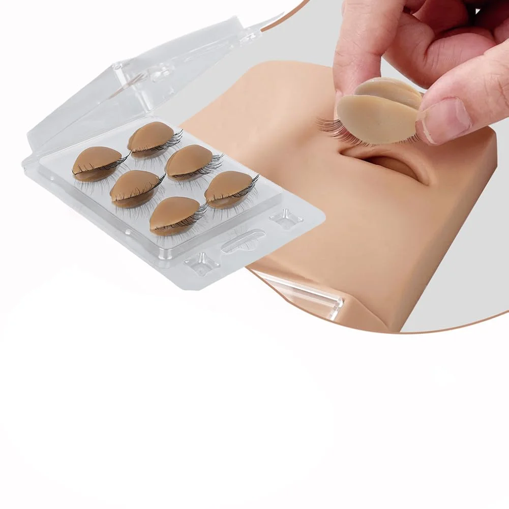 3pairs Soft Silicon Mannequin Head Eyelid Replacement Realistic for Lash Extension Training Detachable Eyelids for Lash Practice