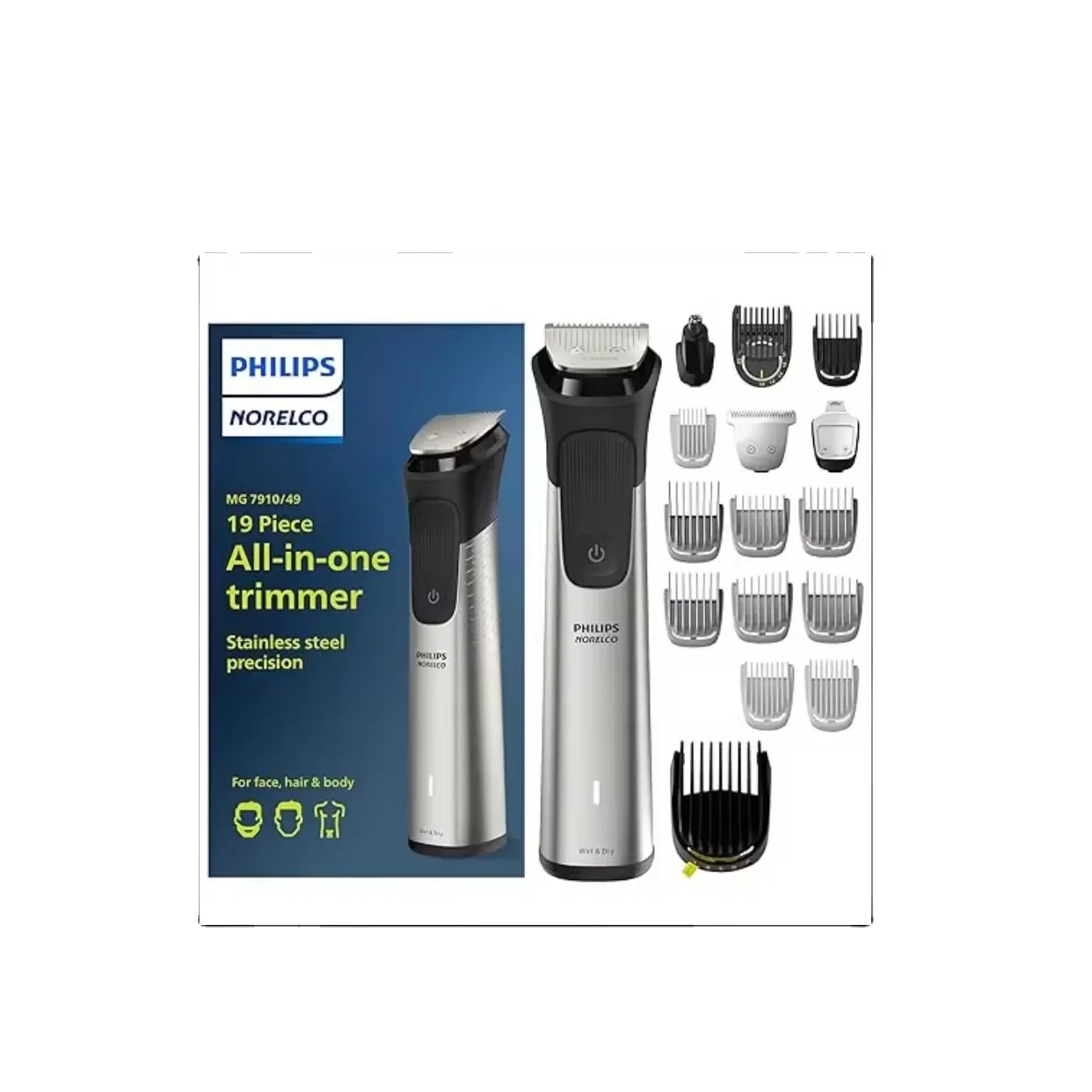 Philips Norelco Multigroom Series 7000, Mens Grooming Kit with Trimmer for Beard, Head, Hair, Body, Groin, and Face