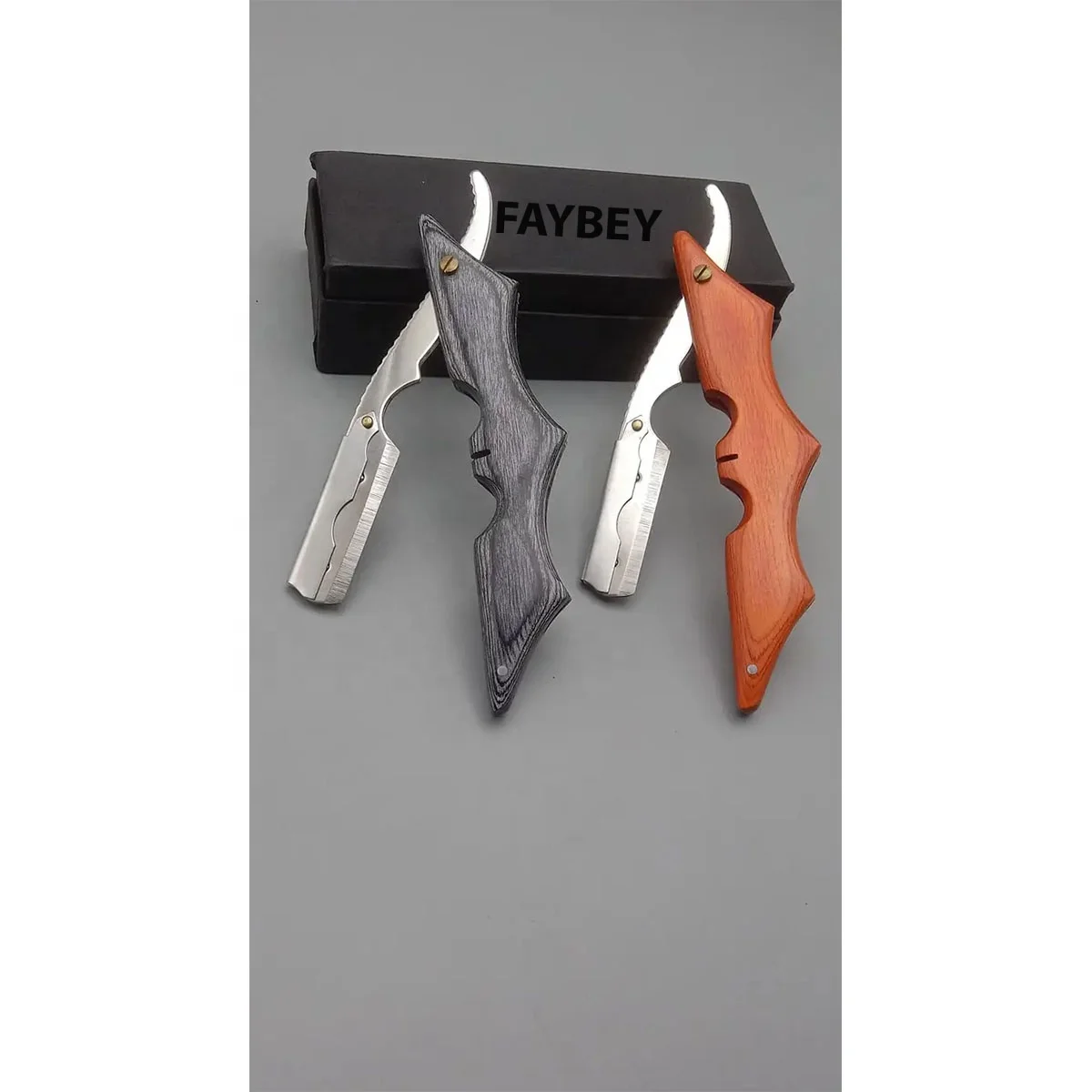 High quality barber razors stainless steel blade wood handle barber razor for shaving tool with box packing
