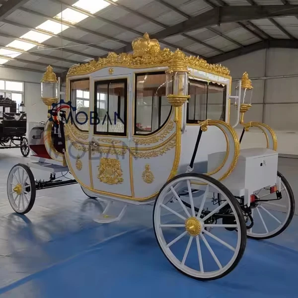 Luxury Horse-Drawn Carriages  electric golden Royal coach horseless carriage electrical