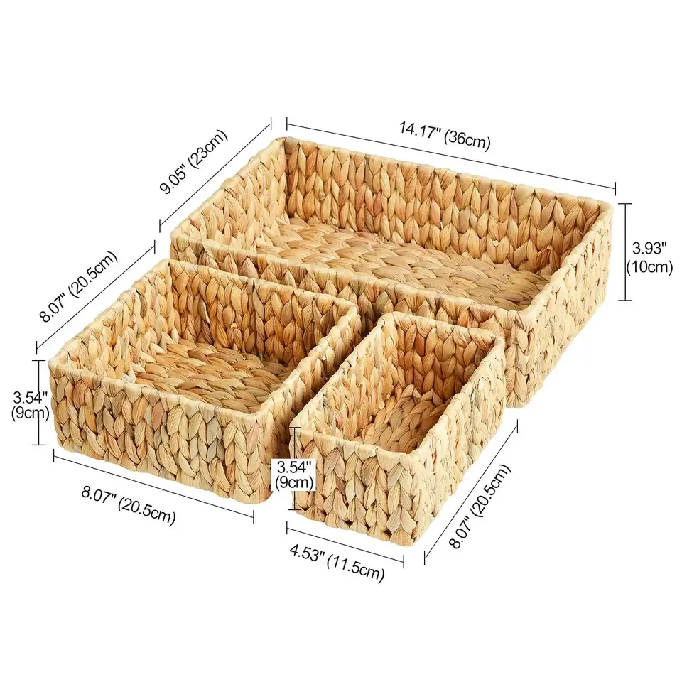 Modern Home Decor Hyacinth Tray Basket Water Hyacinth Woven Straw Basket Seagrass Rattan Gift Tray from Factory for Toys