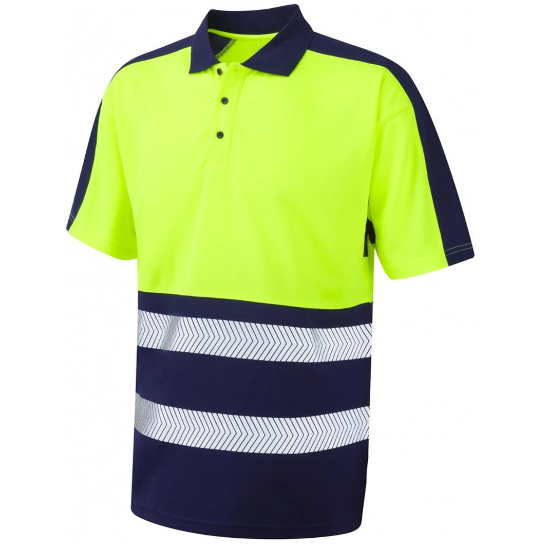 Hi Vis Reflective Safety Work Shirt Mens Workwear Polo Shirt Fluorescent Yellow High Visibility Protective Reflective Safety Pol