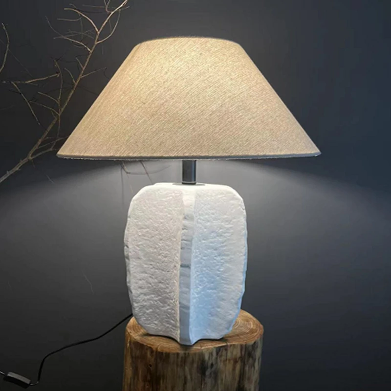 Antique Porcelain Clay Pot Desk Light Wabi Sabi Style handmade Hotel Bedside Retro Table Lamp