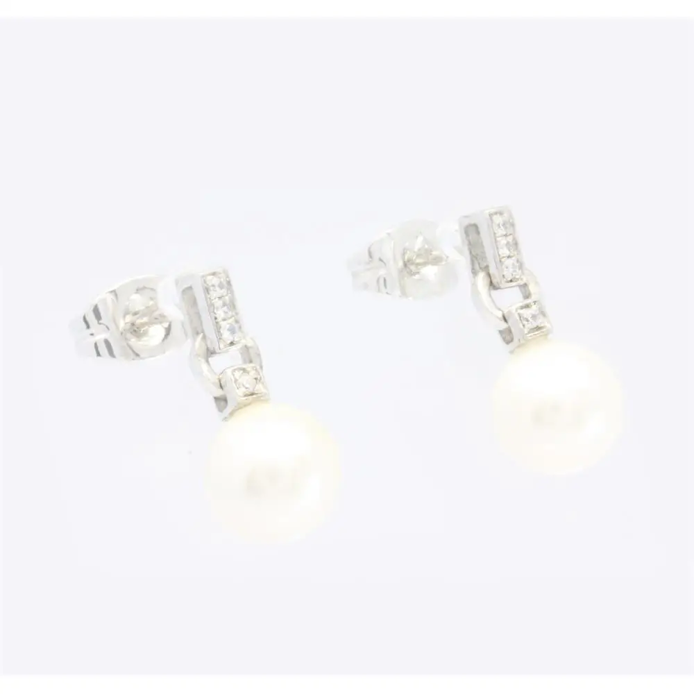 OEM ODM Luxury Dainty Latest design 18K 14K 9K White Gold Pendant Earrings Simple Gold Pearl Jewelry Set Wholesale