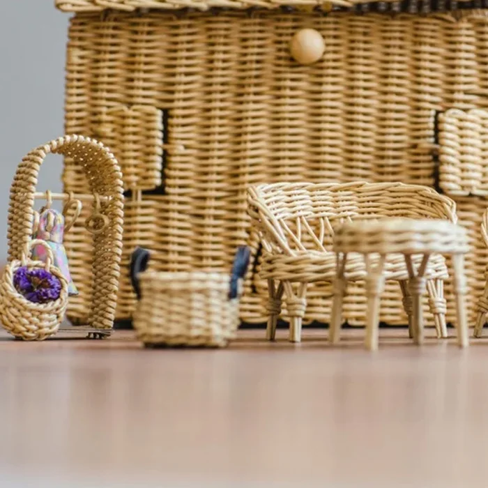 New Arrival Rattan Dollhouse for games Small house Playhouse Wicker High Quality for Kid Toy Wholesale Supplier