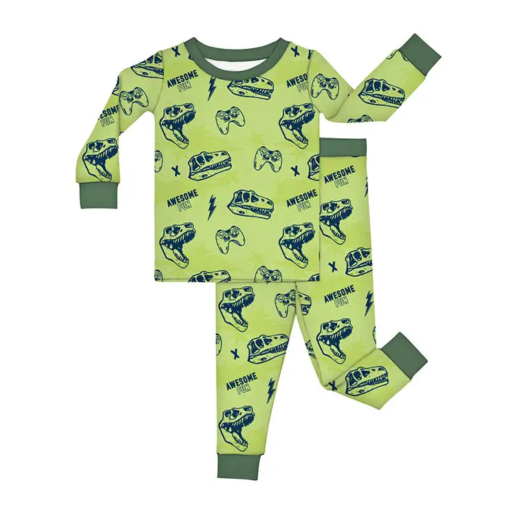 Toddler 2 Piece Pajama Sets Custom Prints with Long Sleeve Pants  Sleepwear Made of 95% Lyocell 5% Spandex