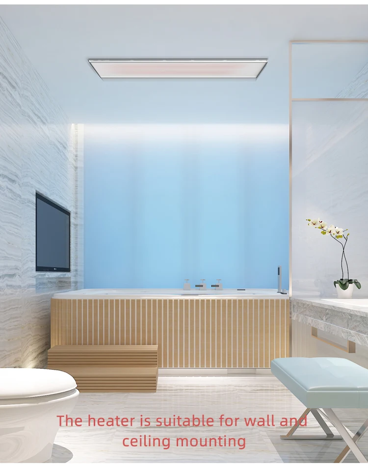 JHHeater Bathroom SPA Glass Heater with 1600W carbon fiber element 5 seconds fasting heating performance glimmer light