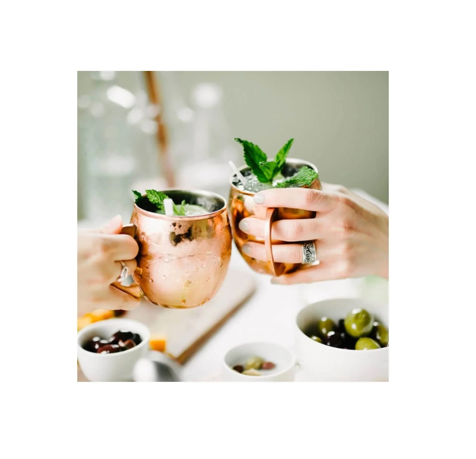 Кружки из чистой меди с латунной ручкой, размер 16 унций