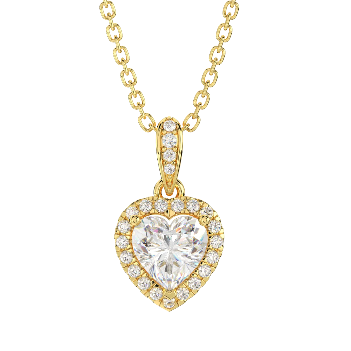High Quality Fine Jewelry 10K Real Gold Heart Shape Custom OEM ODM Pendant Necklace For Women Calista Jewelry Bezel Set Halo