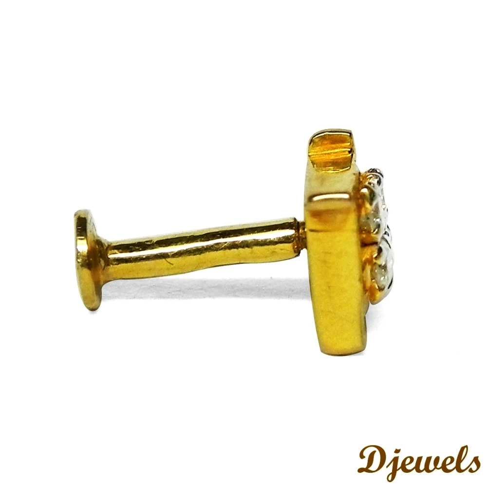 New Year Gift Diamond Nosepin in India IGI & INGEMCO Certified Diamond Nose Pin Yellow Gold Nose Pin at Wholesale Price