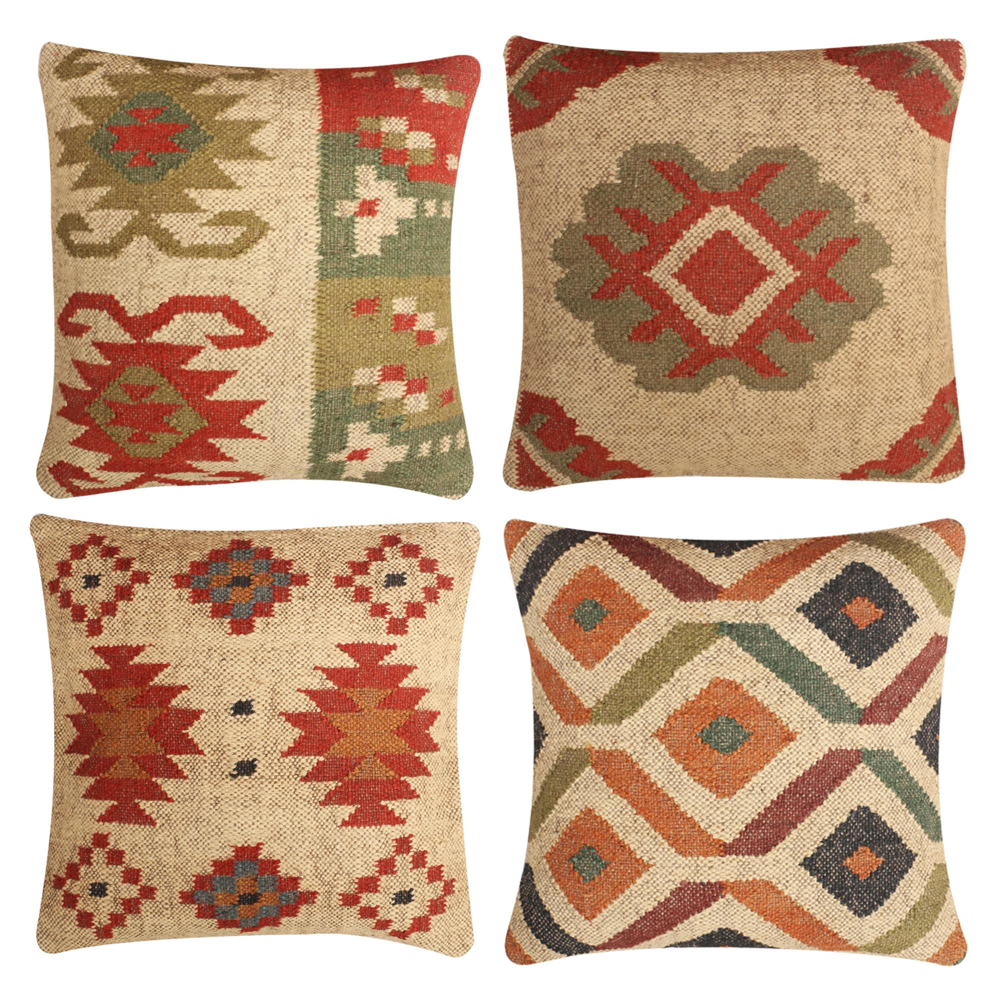 OEM Private Label Cushion Set Geometric Print Pattern in Multi Colors Cotton and Linen Material for Home Use on Sale