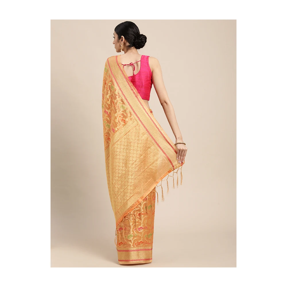 Latest Designer 100% Silk Saree Plain Style Wedding Wear with Printed Pattern Organza Fabric for Girls