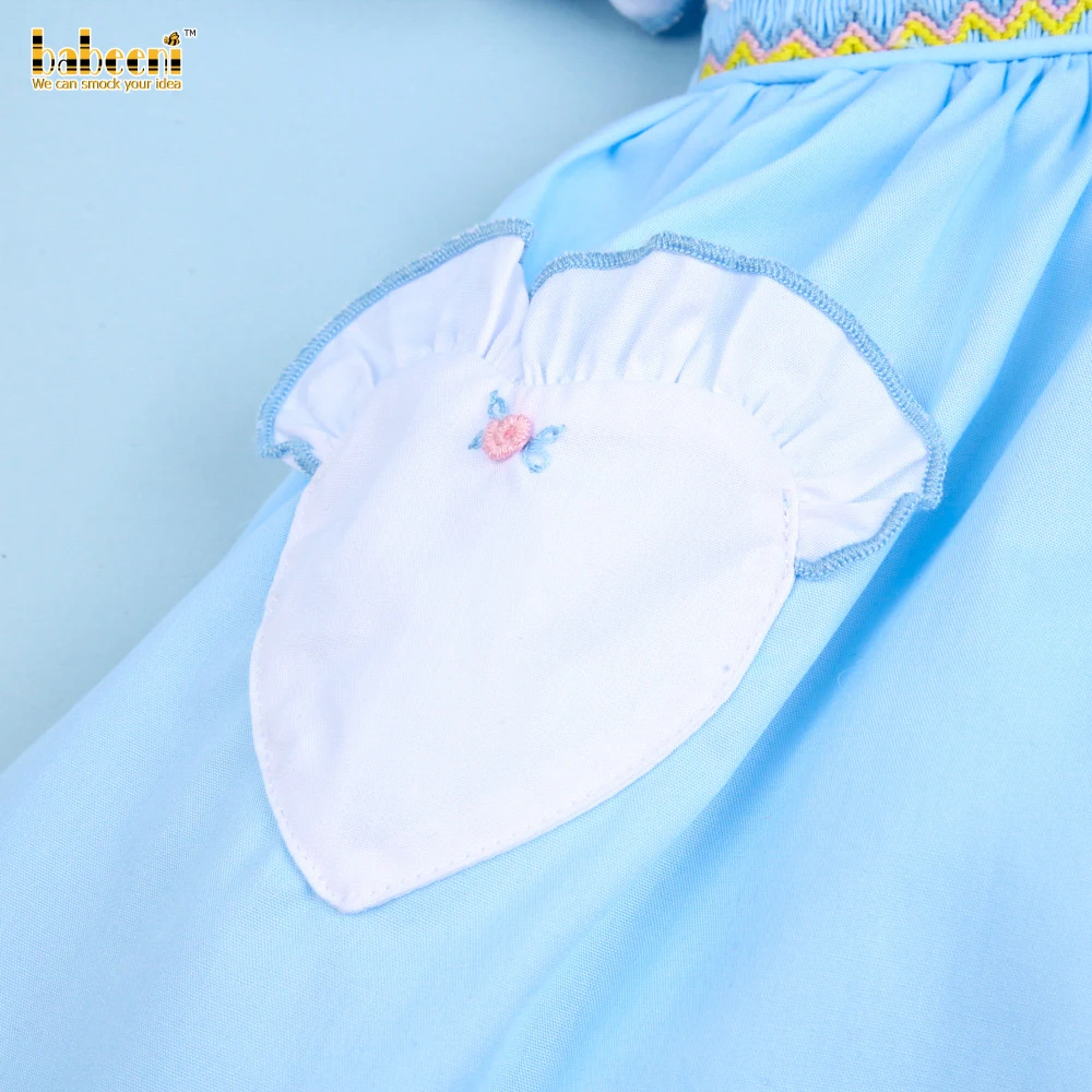 Rbrooch OEM ODM Kids Smocked Dresses Wholesale Manufacturer - BB2512 Brooch with White Floral Geometric 3D Children Summer Short