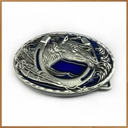 Custom design vintage western belt buckle cowboy  horse riding pattern 3D plating belt buckle for men