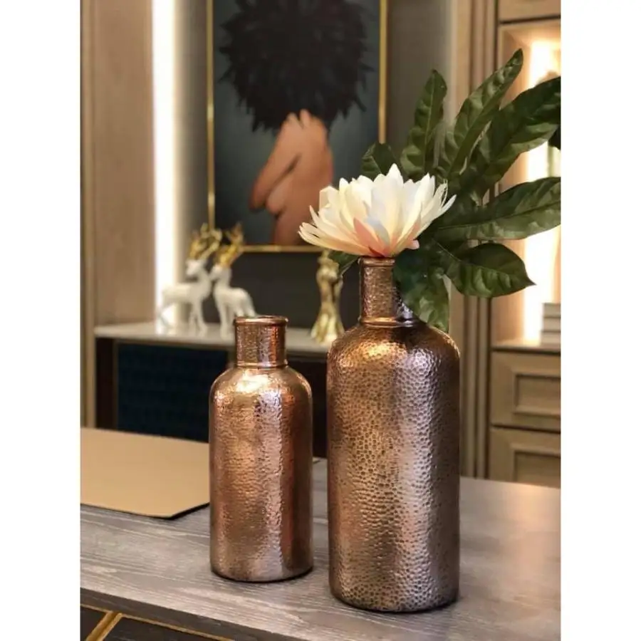 Brass Flower Vase and Pots Set of 2 Wedding Christmas Decorative Luxury Vases brass Flower Pots for interior Decorating