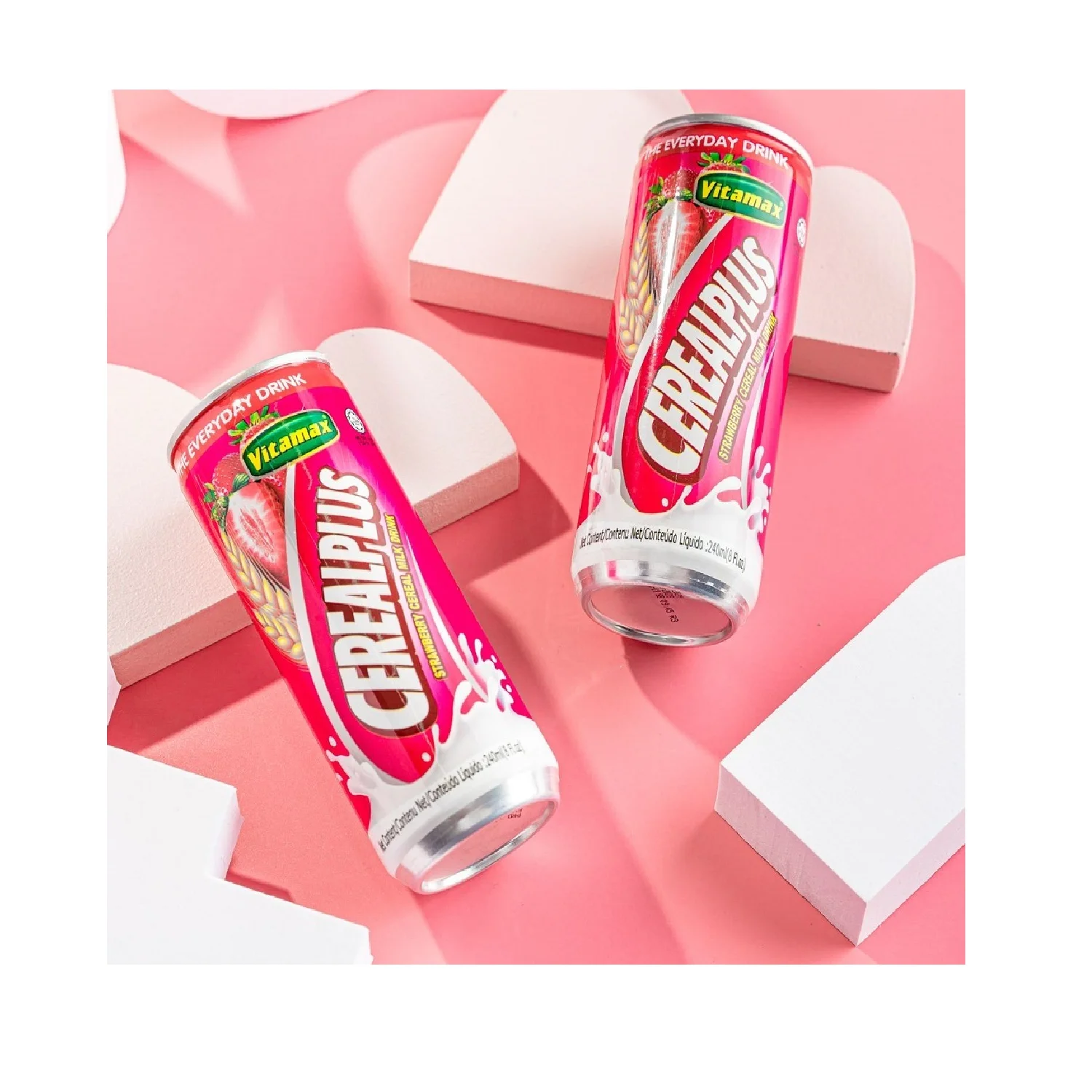 Top best Selling OEM Energize Dessert Drink Flavoured Fluid Milk Drinks Tea Grain Vitamax Cereal Plus Strawberry 240ml x 24c