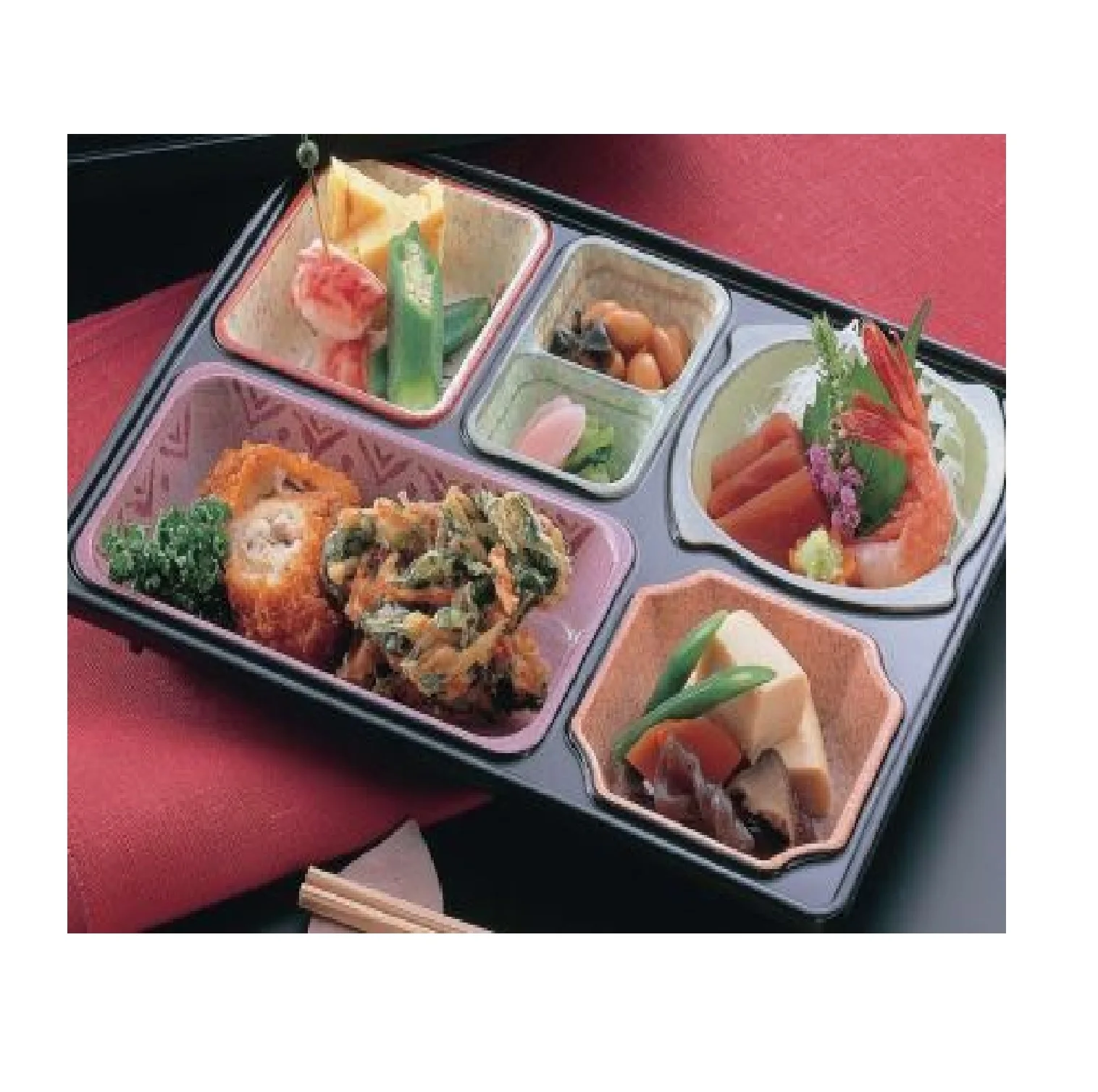 Restaurant hotel serving trays Lacquerware Japan made compartments sushi washoku plastic ABS dishwasher safe dine-in dish