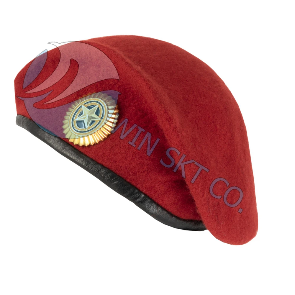 2022 Navy Blue Beret With Insignia Black Mariners Beret With top quality 100% Wool Hats And Caps