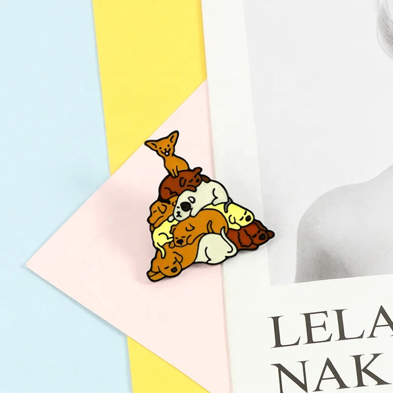 Enamel Cute Animal Pug Cartoon Brooch Jewelry Ladies Mens Kids Denim Jacket Lapel Pin