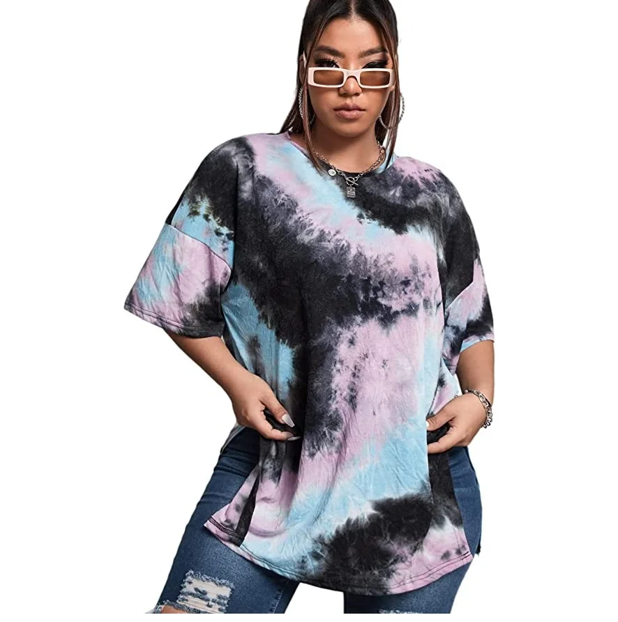 Wholesale 2023 OEM Printed Tie Dye Plain Loose Heavyweight Drop Shoulder Oversized T Shirts Elongated Longline T Shirts