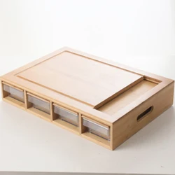 Large Bamboo Cutting Board With 4 Drawers Bamboo Lids Chopping Board With Handles