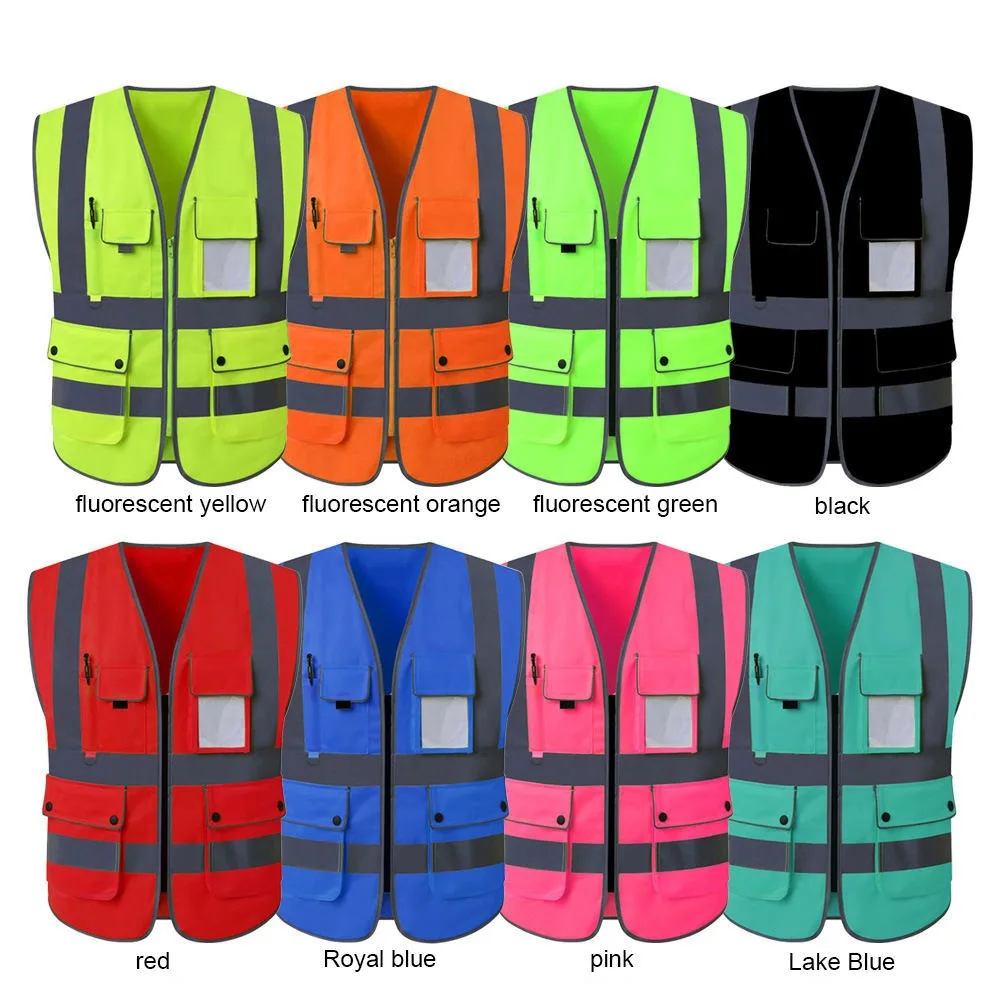 High Visibility Mesh Safety Vest with Pockets, Mic Tabs, Zipper and Reflective Strips,ANSI/ISEA Standards