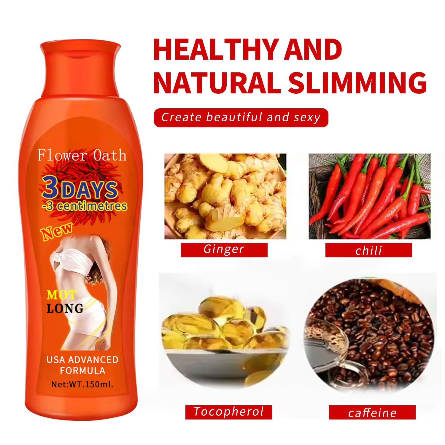 Natural Chili Slim Cream Women Fast 3 Days Slimming Hot Cream Body Shaping Tummy Firming Fat Burning Massage Slimming Cream