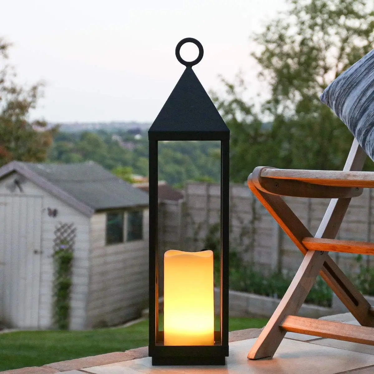 Festive Lights Outdoor Tall Oslo Candle Lantern  Black Frameless Decorative Led Light Garden Decoration At Reasonable Price