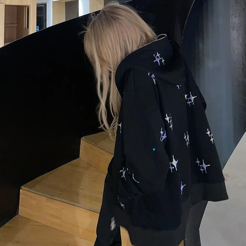 Wholesale Custom Bling Rhinestone Hoodie Design Skull Full Zip Up Custom Rhinestone Hoodies