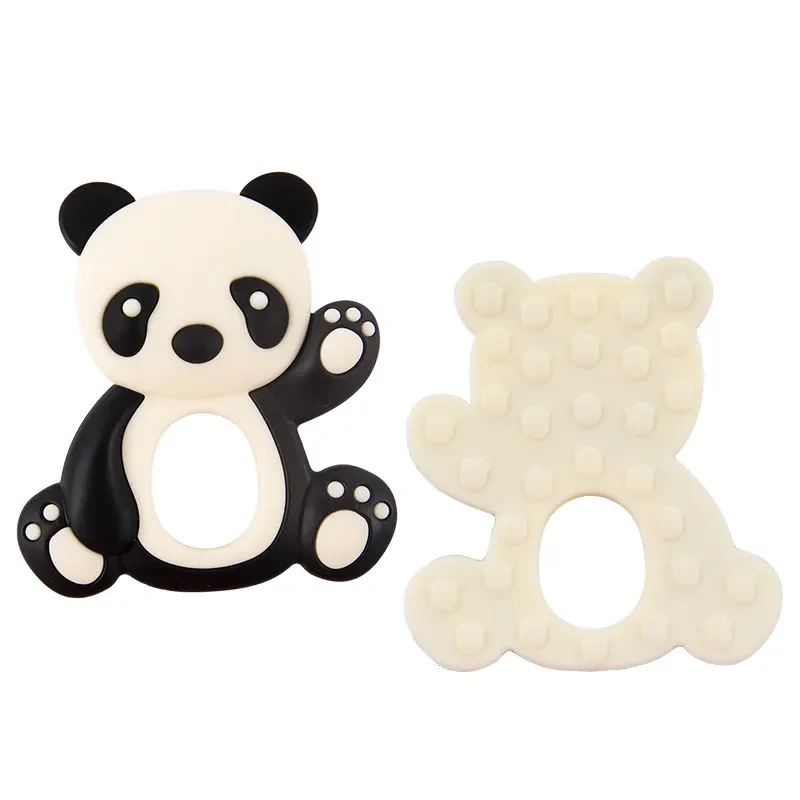 2023 Wholesale Food Grade Children Kid Chew Toy Teether Sensory Bear Panda Animal Bpa Free Silicone Baby Teethers Toy For Babies