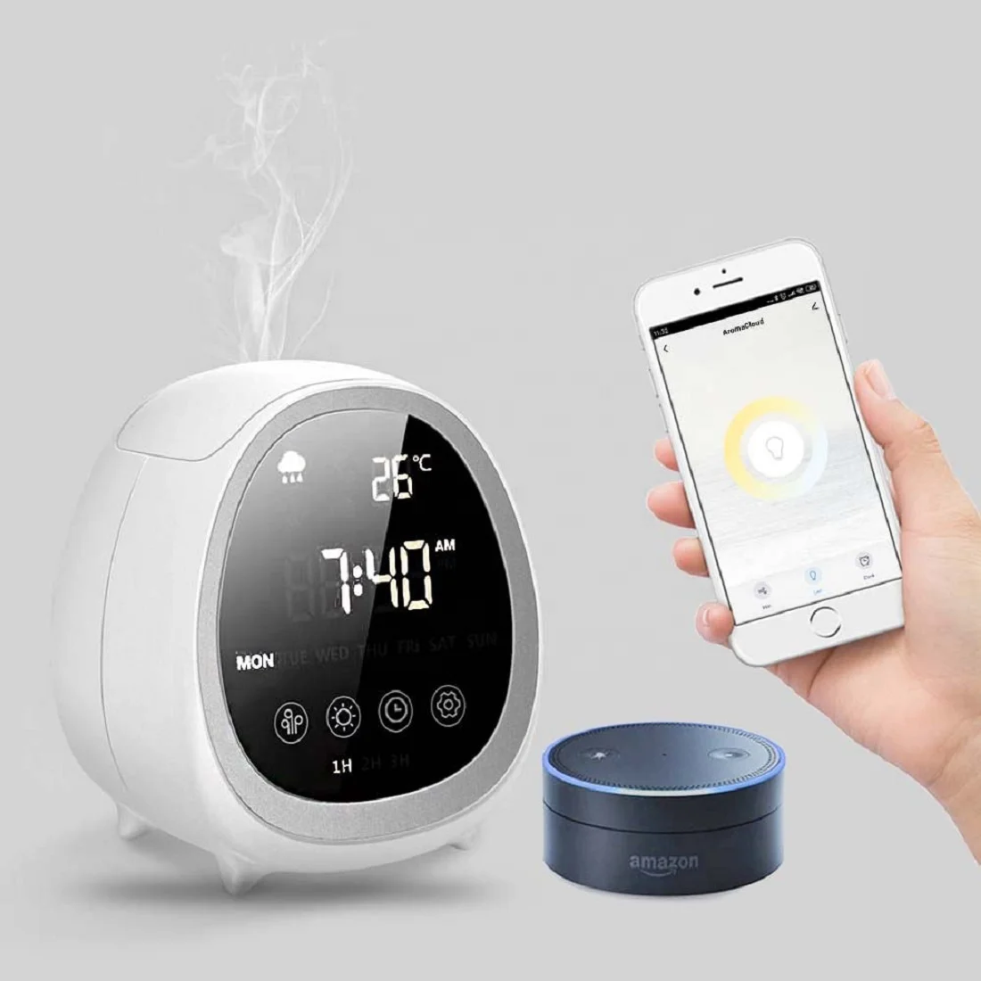 unique products to sell - 2023 diffuser Tuya Intelligent WiFi aroma humidifier with Alarm Clock function